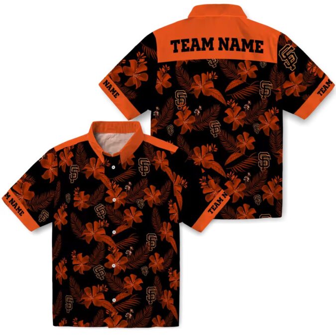 San Francisco Giants Black Hawaiian Shirt - Personalized Botanical Print MLB Game Day Shirt