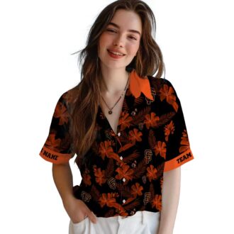 San Francisco Giants Black Hawaiian Shirt - Personalized Botanical Print MLB Game Day Shirt