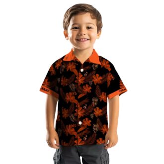 San Francisco Giants Black Hawaiian Shirt - Personalized Botanical Print MLB Game Day Shirt