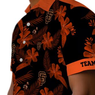 San Francisco Giants Black Hawaiian Shirt - Personalized Botanical Print MLB Game Day Shirt