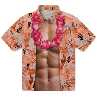 San Francisco Giants Chest Illusion Orange Aloha Shirt - Tropical Summer MLB Button Up Shirt