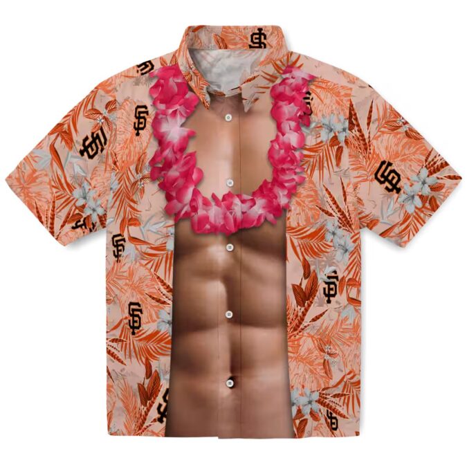 San Francisco Giants Chest Illusion Orange Aloha Shirt - Tropical Summer MLB Button Up Shirt