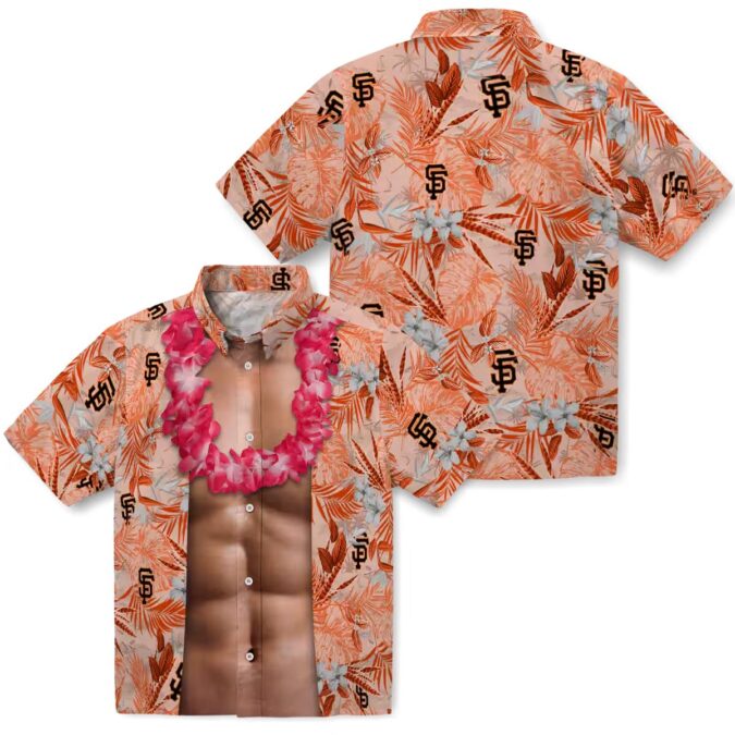 San Francisco Giants Chest Illusion Orange Aloha Shirt - Tropical Summer MLB Button Up Shirt