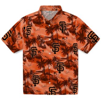 San Francisco Giants Coastal Palms Hawaiian Shirt - Orange Tropical MLB Fan Apparel