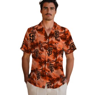 San Francisco Giants Coastal Palms Hawaiian Shirt - Orange Tropical MLB Fan Apparel