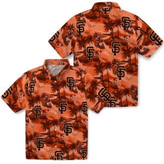 San Francisco Giants Coastal Palms Hawaiian Shirt - Orange Tropical MLB Fan Apparel