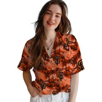 San Francisco Giants Coastal Palms Hawaiian Shirt - Orange Tropical MLB Fan Apparel