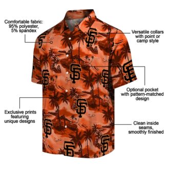 San Francisco Giants Coastal Palms Hawaiian Shirt - Orange Tropical MLB Fan Apparel