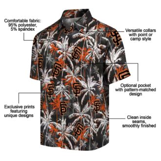 San Francisco Giants Floral & Palm Pattern Hawaiian Shirt - Orange Black MLB Vacation Wear