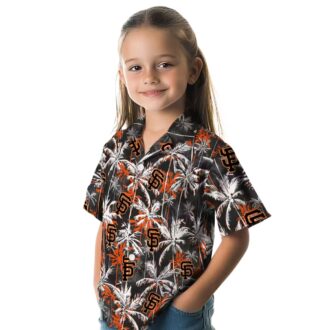 San Francisco Giants Floral & Palm Pattern Hawaiian Shirt - Orange Black MLB Vacation Wear
