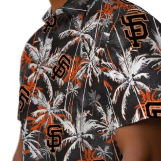San Francisco Giants Floral & Palm Pattern Hawaiian Shirt - Orange Black MLB Vacation Wear