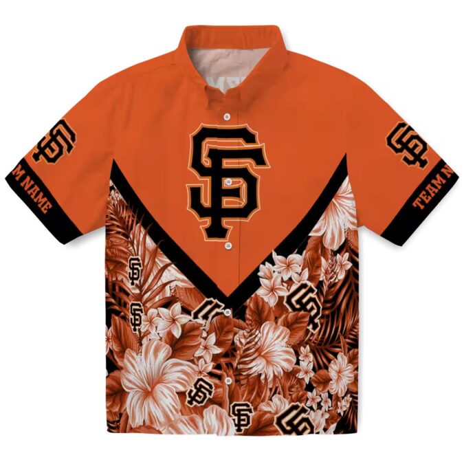 San Francisco Giants Floral Hawaiian Shirt - Orange Chevron Summer Outfit