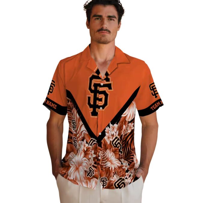 San Francisco Giants Floral Hawaiian Shirt - Orange Chevron Summer Outfit