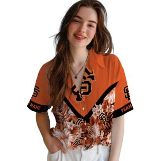 San Francisco Giants Floral Hawaiian Shirt - Orange Chevron Summer Outfit