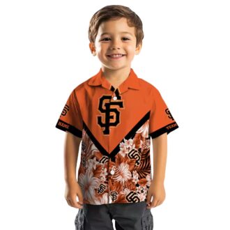 San Francisco Giants Floral Hawaiian Shirt - Orange Chevron Summer Outfit