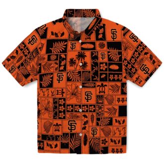 San Francisco Giants Hawaiian Shirt - Tropical Patchwork Orange & Black MLB Fan Gear