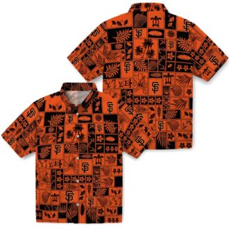 San Francisco Giants Hawaiian Shirt - Tropical Patchwork Orange & Black MLB Fan Gear
