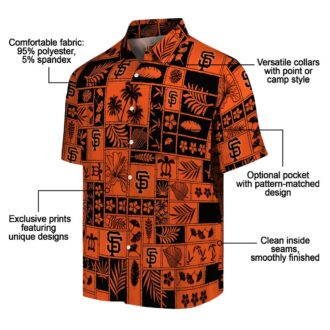 San Francisco Giants Hawaiian Shirt - Tropical Patchwork Orange & Black MLB Fan Gear