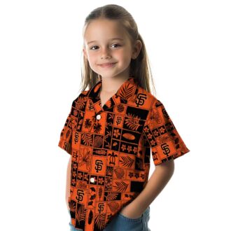 San Francisco Giants Hawaiian Shirt - Tropical Patchwork Orange & Black MLB Fan Gear