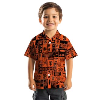 San Francisco Giants Hawaiian Shirt - Tropical Patchwork Orange & Black MLB Fan Gear