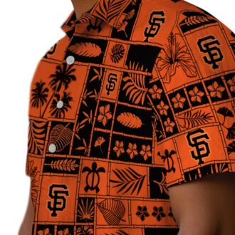 San Francisco Giants Hawaiian Shirt - Tropical Patchwork Orange & Black MLB Fan Gear