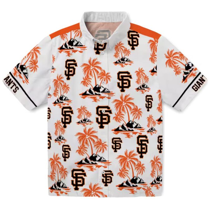 San Francisco Giants Island Print Shirt for Men - Orange White Palm Tree Hawaiian MLB Style