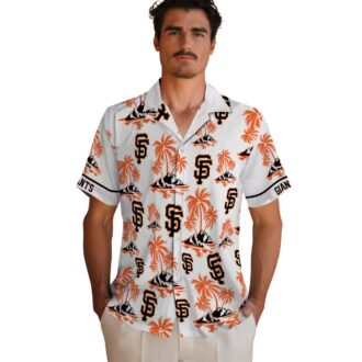 San Francisco Giants Island Print Shirt for Men - Orange White Palm Tree Hawaiian MLB Style