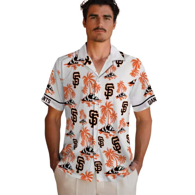 San Francisco Giants Island Print Shirt for Men - Orange White Palm Tree Hawaiian MLB Style