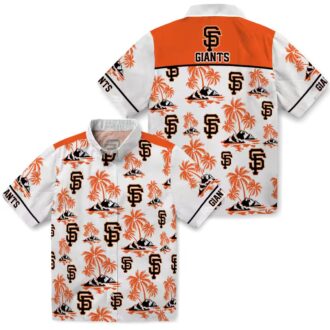 San Francisco Giants Island Print Shirt for Men - Orange White Palm Tree Hawaiian MLB Style