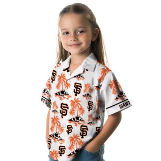 San Francisco Giants Island Print Shirt for Men - Orange White Palm Tree Hawaiian MLB Style