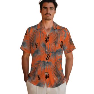 San Francisco Giants Leafy Palms Aloha Shirt - Orange Floral Resort Wear Gift for Fans