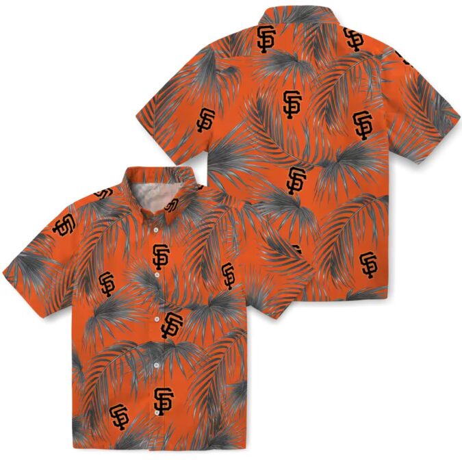 San Francisco Giants Leafy Palms Aloha Shirt - Orange Floral Resort Wear Gift for Fans
