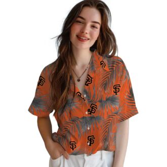 San Francisco Giants Leafy Palms Aloha Shirt - Orange Floral Resort Wear Gift for Fans