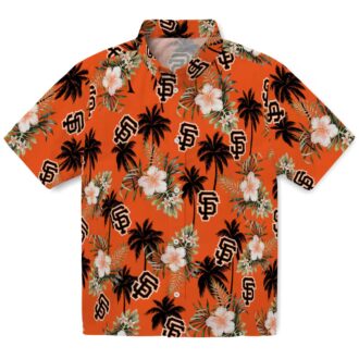 San Francisco Giants Men's Hawaiian Shirt - Orange Palm Leaf MLB Game Day Shirt