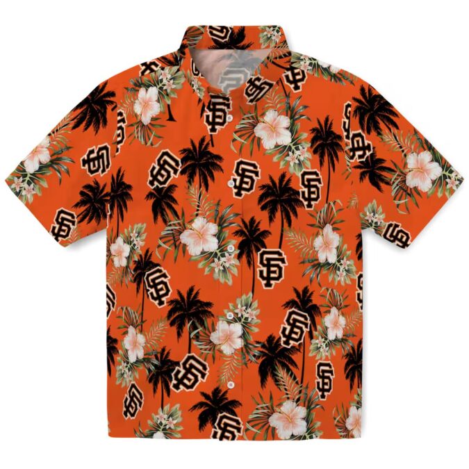 San Francisco Giants Men's Hawaiian Shirt - Orange Palm Leaf MLB Game Day Shirt