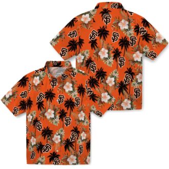San Francisco Giants Men's Hawaiian Shirt - Orange Palm Leaf MLB Game Day Shirt