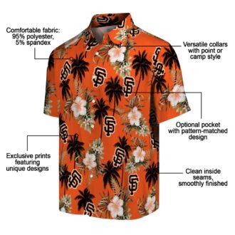 San Francisco Giants Men's Hawaiian Shirt - Orange Palm Leaf MLB Game Day Shirt