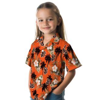 San Francisco Giants Men's Hawaiian Shirt - Orange Palm Leaf MLB Game Day Shirt