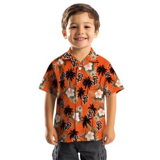 San Francisco Giants Men's Hawaiian Shirt - Orange Palm Leaf MLB Game Day Shirt