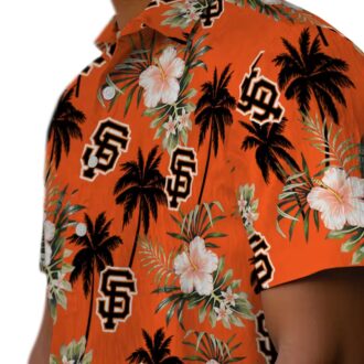 San Francisco Giants Men's Hawaiian Shirt - Orange Palm Leaf MLB Game Day Shirt