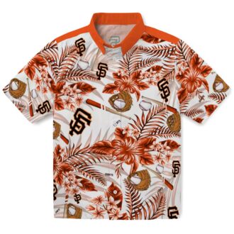San Francisco Giants MLB Floral Print Hawaiian Shirt - Orange White Baseball Fan Vacation Outfit
