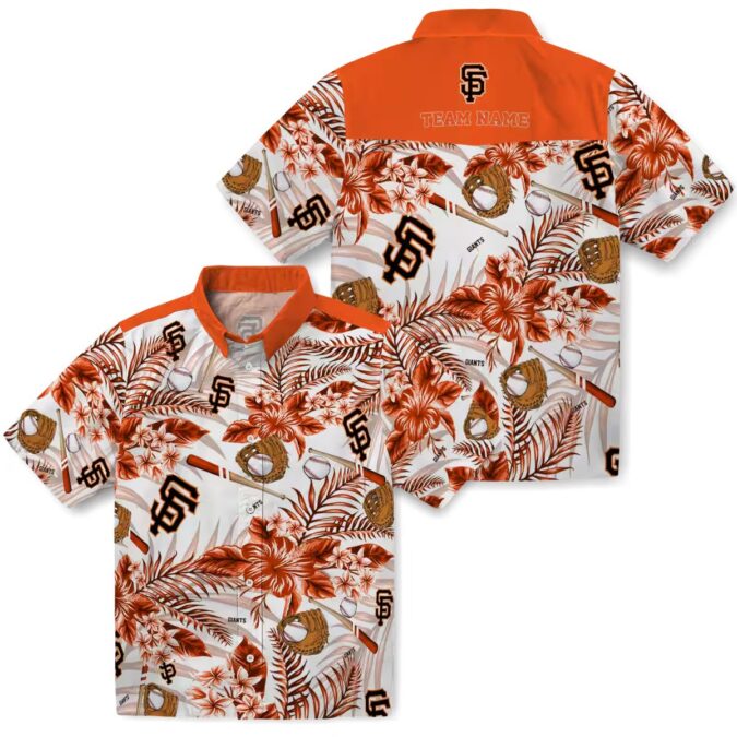San Francisco Giants MLB Floral Print Hawaiian Shirt - Orange White Baseball Fan Vacation Outfit
