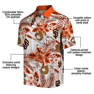 San Francisco Giants MLB Floral Print Hawaiian Shirt - Orange White Baseball Fan Vacation Outfit