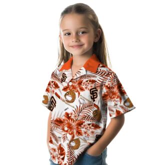 San Francisco Giants MLB Floral Print Hawaiian Shirt - Orange White Baseball Fan Vacation Outfit