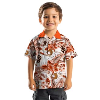 San Francisco Giants MLB Floral Print Hawaiian Shirt - Orange White Baseball Fan Vacation Outfit