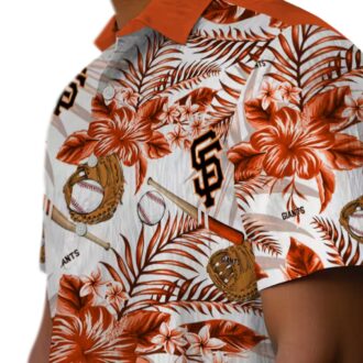 San Francisco Giants MLB Floral Print Hawaiian Shirt - Orange White Baseball Fan Vacation Outfit