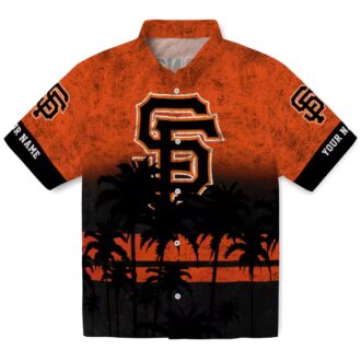 San Francisco Giants MLB Sunset Print Hawaiian Shirt - Lightweight Orange Black Summer Shirt