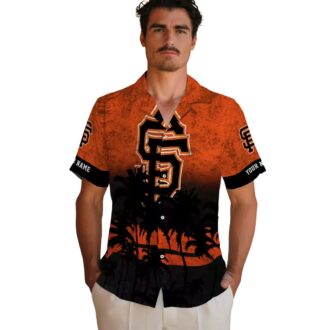 San Francisco Giants MLB Sunset Print Hawaiian Shirt - Lightweight Orange Black Summer Shirt
