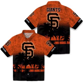 San Francisco Giants MLB Sunset Print Hawaiian Shirt - Lightweight Orange Black Summer Shirt