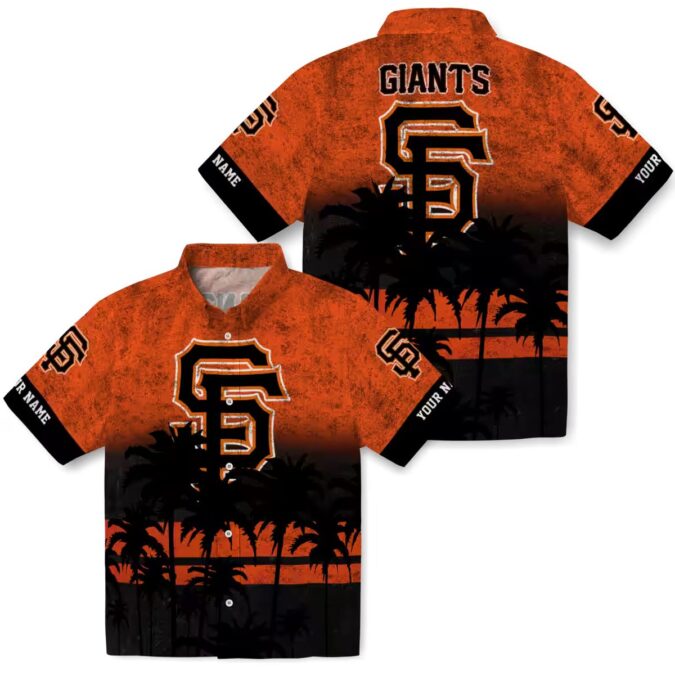 San Francisco Giants MLB Sunset Print Hawaiian Shirt - Lightweight Orange Black Summer Shirt